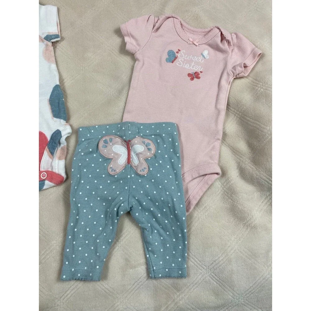 Carter’s Newborn Baby Girl Outfit Bundle Butterfly Hearts NB
